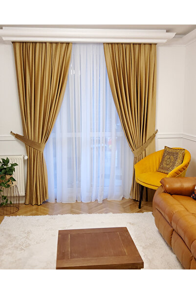perdra Velvet curtains, 320 GSM, with modern texture with included drapery