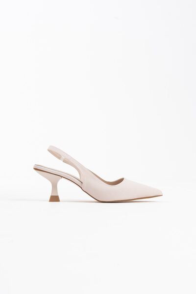 modaserdem Modasrdm Women's Beige Satin Heeled Shoes