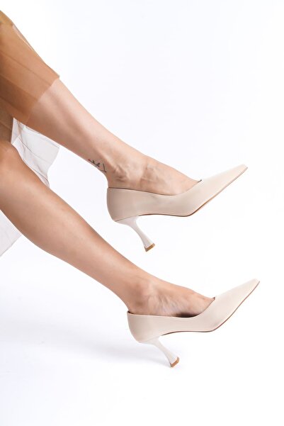 modaserdem Modasrdm Women's Beige Satin Stiletto