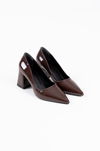 modaserdem Modasrdm Bitter Brown Patent Leather Women's Heeled Shoes