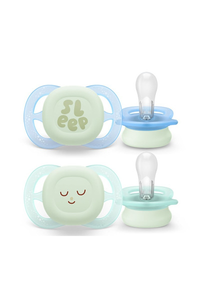 Philips Avent Set de 2 suzete Ultra Start Night 0-2luni, Philips Avent, Bleu/...