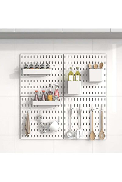 COOYA Pegboard Organiser Combination Set, Pegboard Wall Panel, Durable Plastic Wall Storage Kit(White)