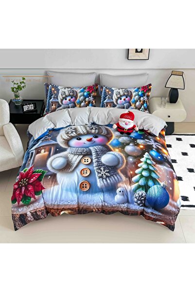 CHIRASO Christmas Bedding CHIRASO, 5D, ELASTIC Sheet 180x200+30cm, Duvet Cover, 4 Pillowcases, Snowman