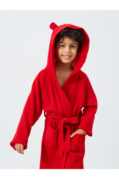 Styli Red Solid Hooded Bath Robe