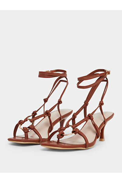 Raid By Styli Danika Knot Tie-Up Sandals with Ring Detail