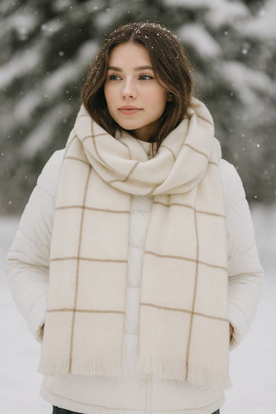 MEKİK BUTİK Екологічний картатий М'який на дотик Шарф преміум-якості