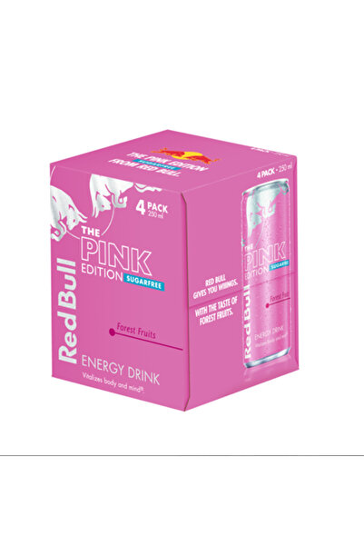 Red Bull مشروب الطاقة بنكهة التوت البري، الإصدار الوردي، خالي من السكر، عبوة 250 مل، عبوة من 4 قطع