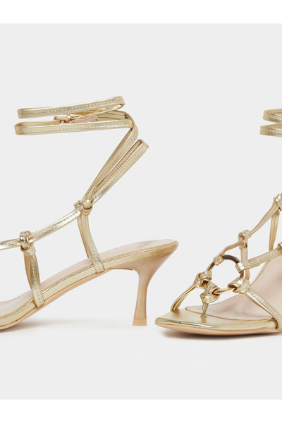 Raid By Styli Danika Knot Tie-Up Sandals with Ring Detail