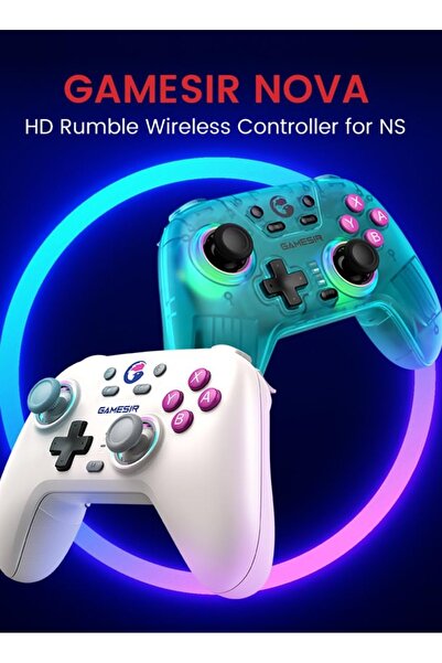 GameSir Wireless controller for Switch/PC/iOS/Android. Hall stick, RGB lighting, 1200mAh charging, turbo, motion control, wake-up.