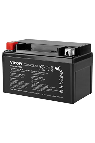 Vipow Baterie reîncărcabilă pentru motocicletă de 12V și 7Ah