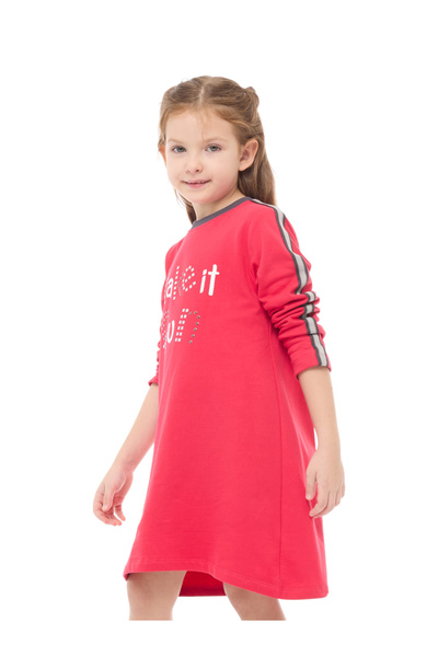 Victor and Jane By Styli Girls Pink Studded Casual Dress