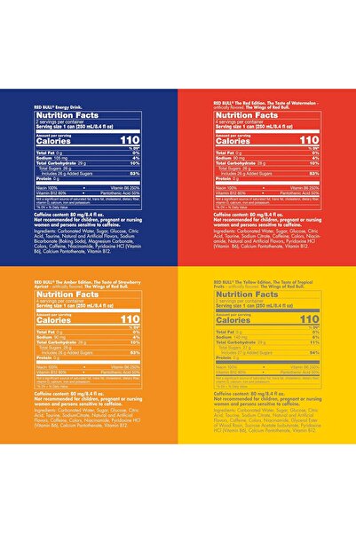 Red Bull مجموعة متنوعة من مشروبات الطاقة، 250 مل (8.4 أونصة)، عبوة من 4 قطع