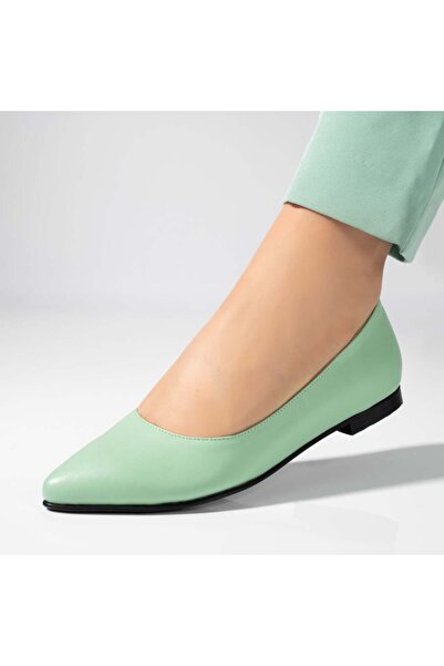 Modlet.ro Women's light green low heel genuine leather shoes MOD06141