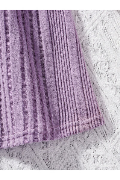 Take Two By Styli Girls Purple Textured Knit Dobby Dress