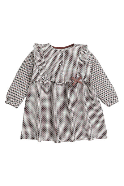Victor and Jane By Styli Girls Multi Houndstooth Ruffled Dress
