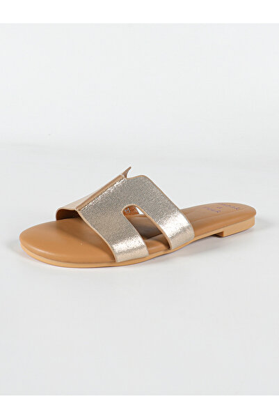 Sneak-a-Peek By Styli Shimmer Strap Open Toe Flat Sandals