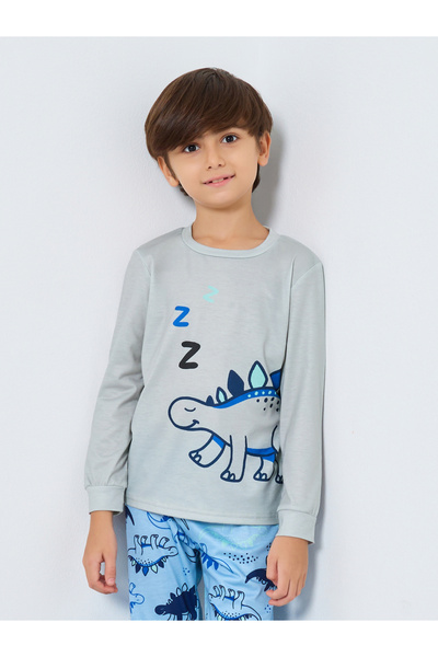 Styli Printed Long Sleeve T-Shirt and Pyjama Set