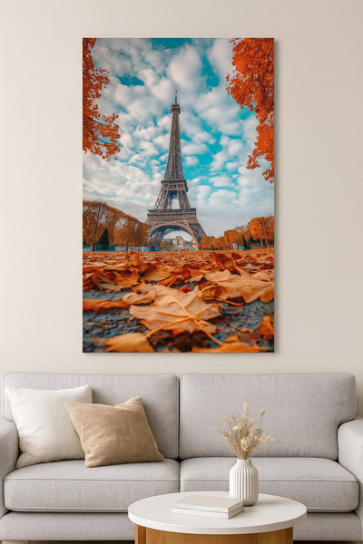 BLT DİZAYN Pictură pe sticlă Turnul Eiffel în toamna – Aduceți atmosfera romantică a Parisului în casă