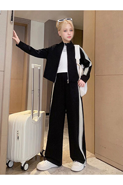 Take Two By Styli Teens Side Striped Panel Jacket and Pants Set