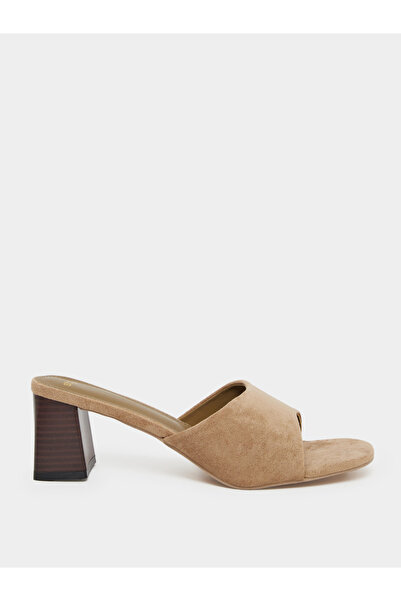 Styli Women Khaki Block Heel Mules