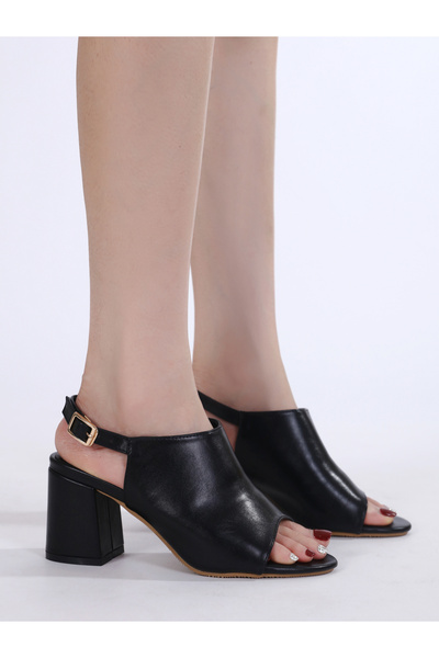 Sneak-a-Peek By Styli Buckle Slingback Block Heel Sandals