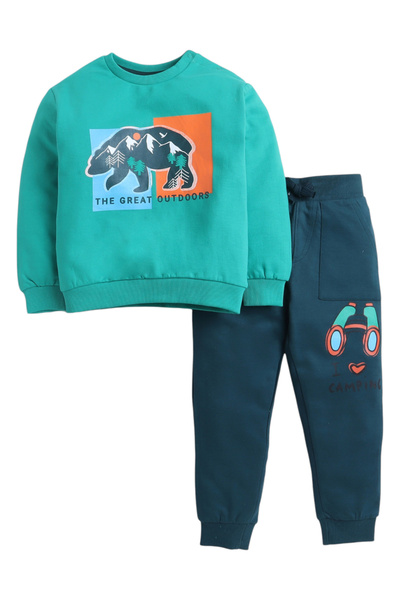 Victor and Jane By Styli Boys Round Neck Sweatshirt and Joggers Set