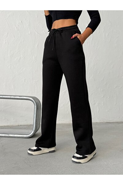 OPENDO Γυναικείο φαρδύ παντελόνι με ψηλόμεσο κορδόνι