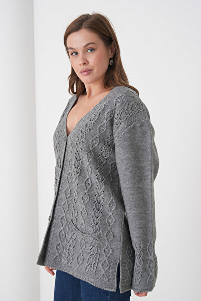 New Lamierra Mother Women's Knitwear Pocket Detailed Wool Cardigan