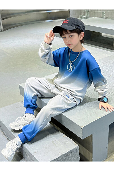 Take Two By Styli Blue Ombre Look Sweatshirt and Joggers Set