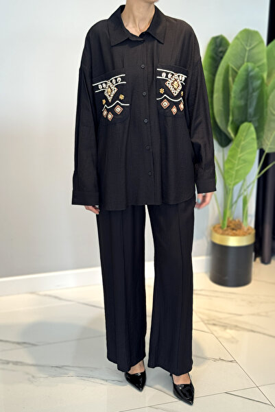 Lale Butik Embroidery and Processing Detailed Set 34839 Black