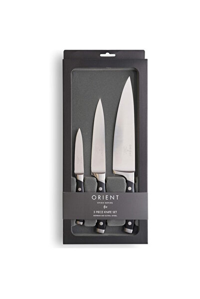 Orient Kitchen knife set, Origin Series, 3 pieces, premium, German X50 Ultra+ Stainless Steel, Black