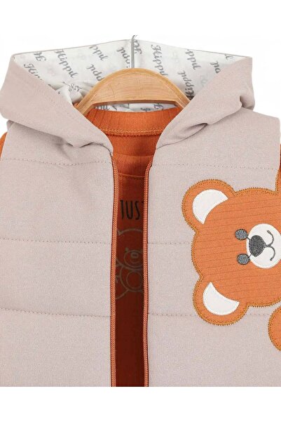 Ege Bebek Erkek Bebek Şişme Yelekli 3 Parça Şık Alt Üst Takım / 6-9-12-18 Ay Mevsimlik 3'lü Cool Takım