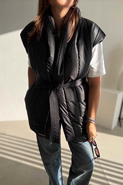 ELVAN TOLON Μαύρο πλεκτό φουσκωτό γιλέκο