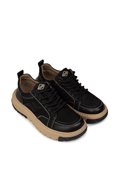 Deery Men's Genuine Nubuck Black Sneaker Shoes