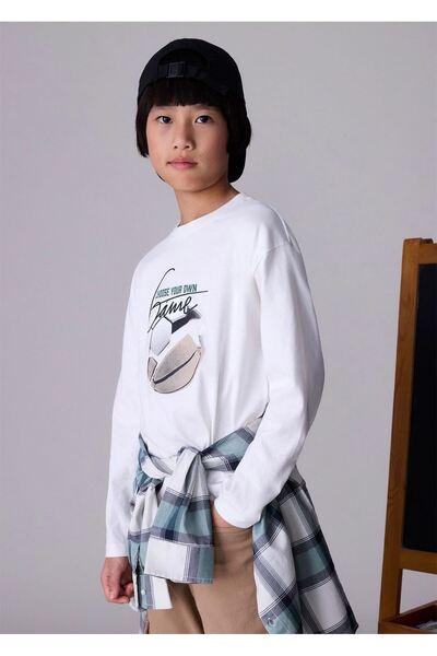 MAYORAL تي شيرت للأولاد بأكمام طويلة ومطبوع إكرو 7003