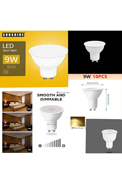 ALSHOROUQ SYSTEMS COMP ANY لمبة إضاءة سبوت بقوة 9 واط، وهي مصممة لإعطاء إضاءة بيضاء دافئة