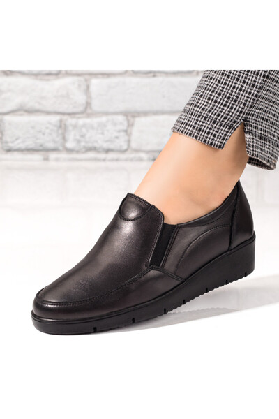 Modlet.ro Γυναικεία μαύρα Δερμάτινο casual παπούτσια με πλατφόρμα MOD01887