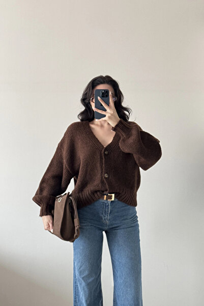 Eka Women's Brown V-Neck Cardigan 2432