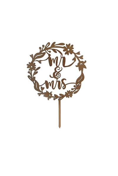 OEM Topper tort MR&MRS, Promotional Print, MM02A, auriu, 16x16 cm