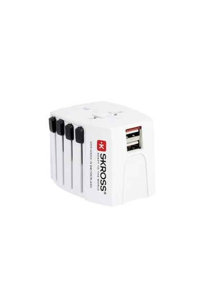 SKROSS Adaptor internațional de curent alternativ, Skross, 230V + 2 porturi U...