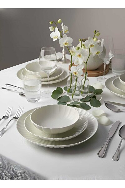 Kütahya Porselen Bone Luz Form 12 Parça 4 Kişilik Yemek Takımı