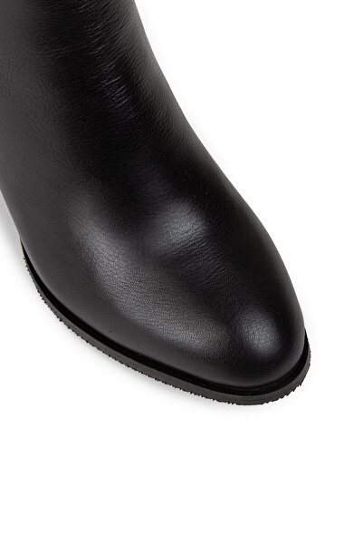 Deery Women's Genuine Leather Black Zippered Boots