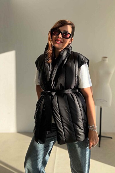 ELVAN TOLON Μαύρο πλεκτό φουσκωτό γιλέκο