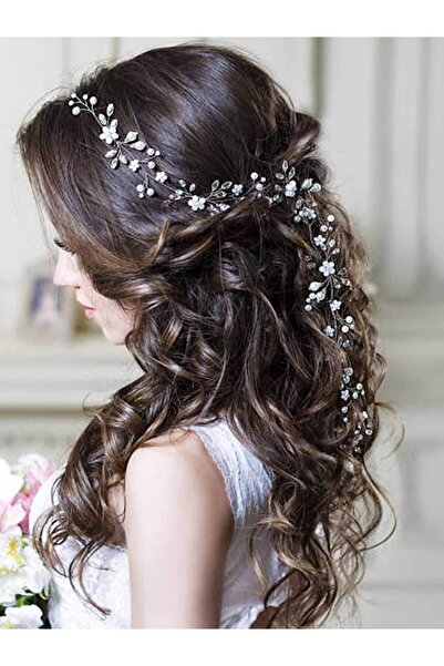 Unicra Accesoriu par lung mireasa, Unicra, perle si cristale, 60cm