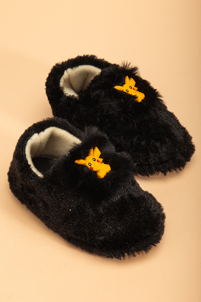 Jackers Unisex Çocuk Tüylü Peluş Pofuduk Figürlü Panduf