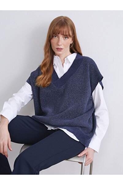 LC Waikiki Lcwaikiki Classic V-Neck Oversize Women's Knitwear Sweater