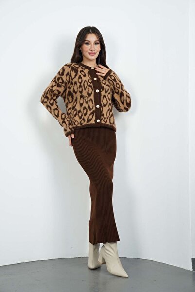 ANATOLIATEKSTILE 👗 Elegant knitted set – cardigan and midi skirt