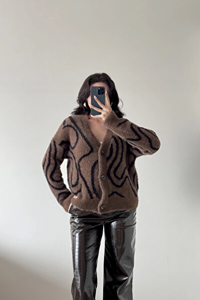 Eka Women's Brown Zebra Pattern Cardigan 2520