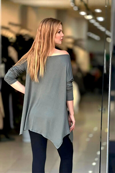 aytemas Boat Neck Asymmetrical Blouse