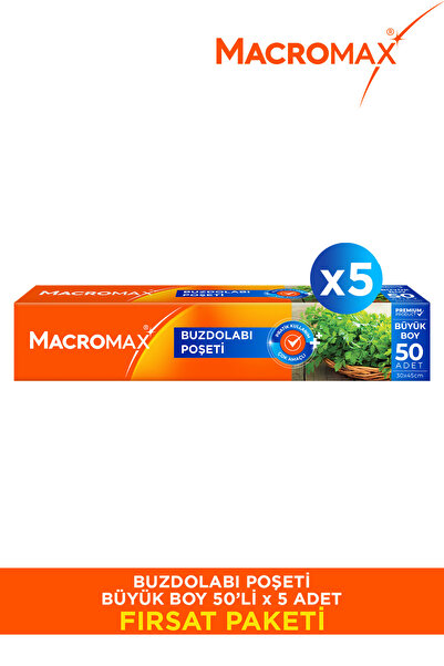 MACRO MAX Refrigerator Bag Large Size - 50 Pack X5